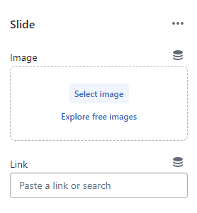 image slider block settings